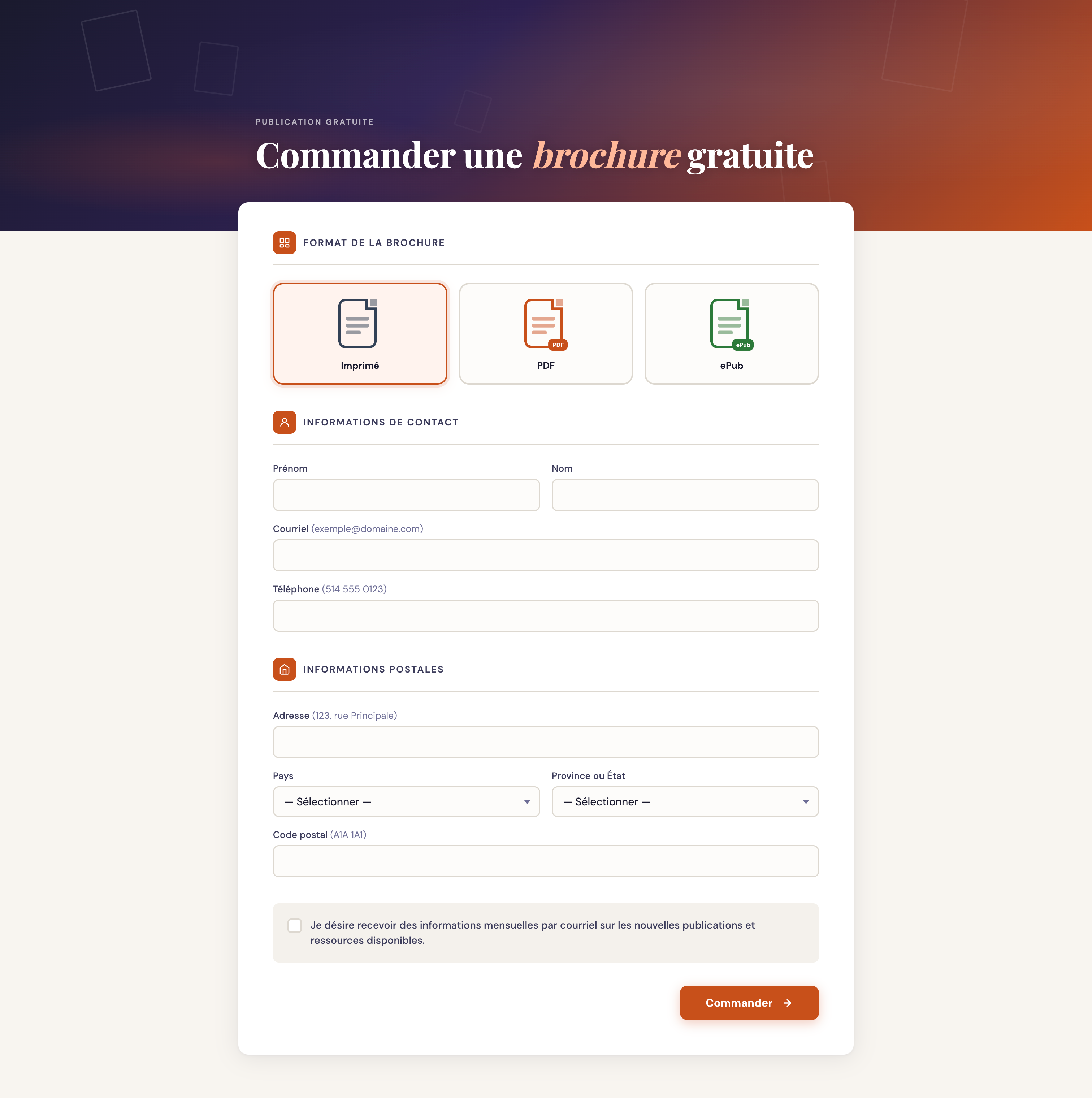 Un formulaire accessible validé avec HTML5. Commande de brochure Alaïa ...