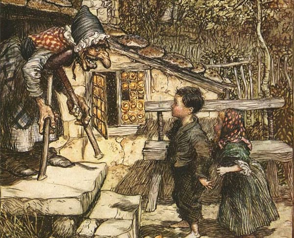 La sorcière rencontre Hansel et Gretel